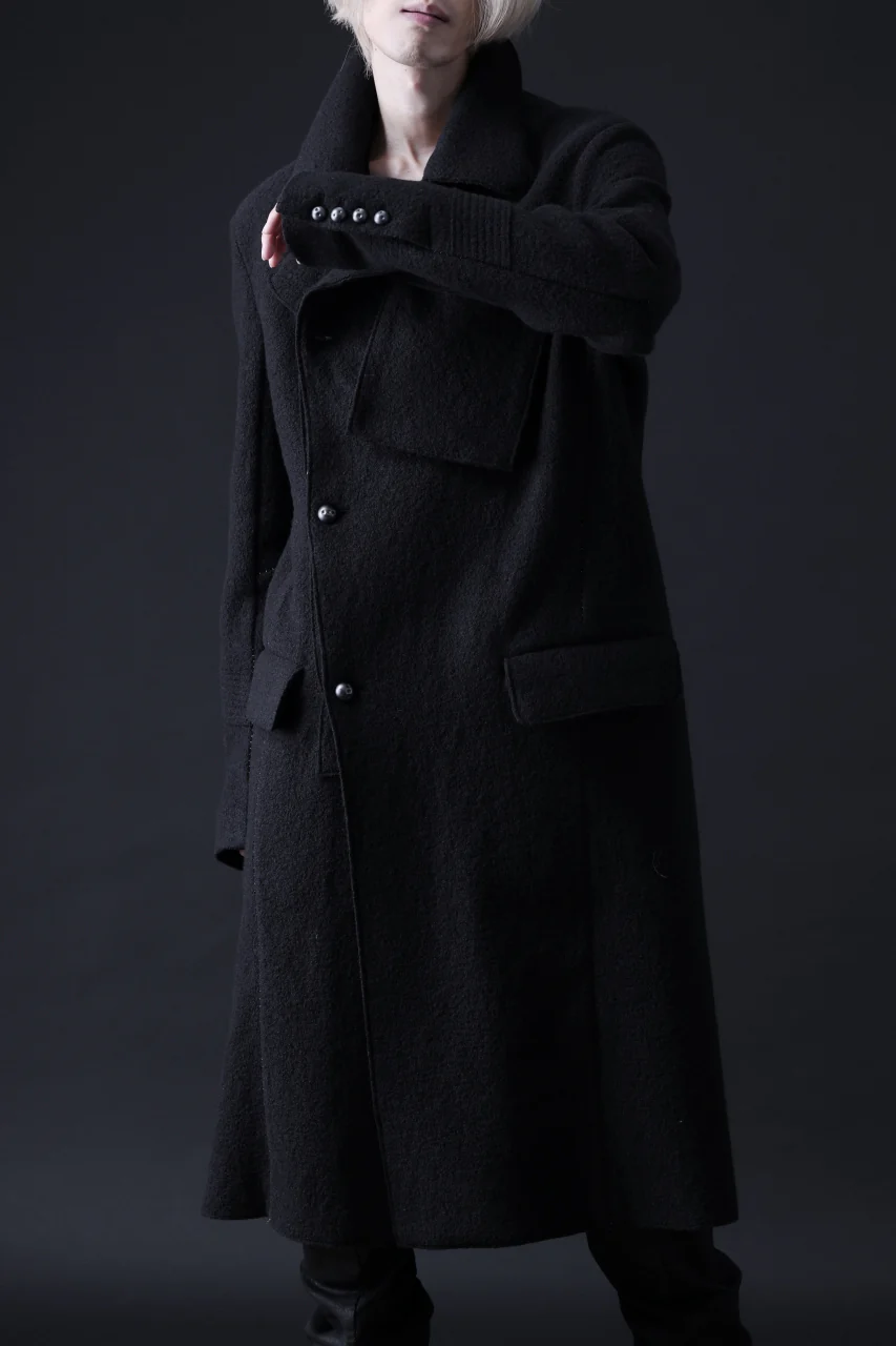 masnada GARRISON POCKET COAT / VOILED WOOL (BLACK) - Image 3