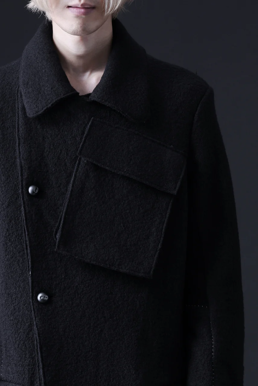 masnada GARRISON POCKET COAT / VOILED WOOL (BLACK) - Image 32