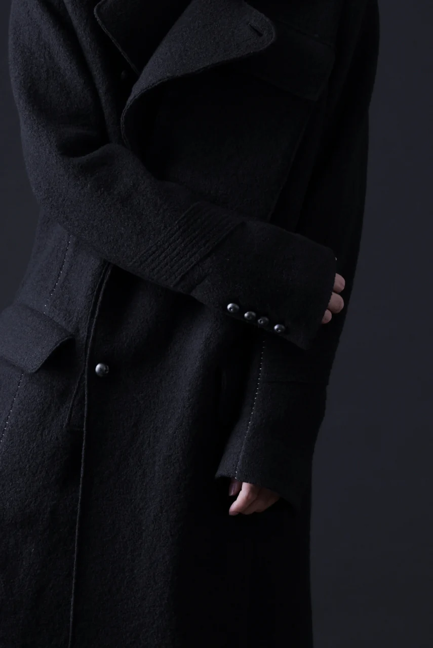 masnada GARRISON POCKET COAT / VOILED WOOL (BLACK) - Image 34
