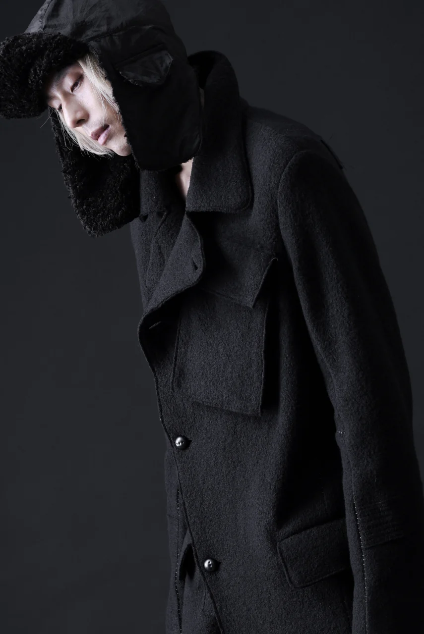 masnada GARRISON POCKET COAT / VOILED WOOL (BLACK) - Image 35