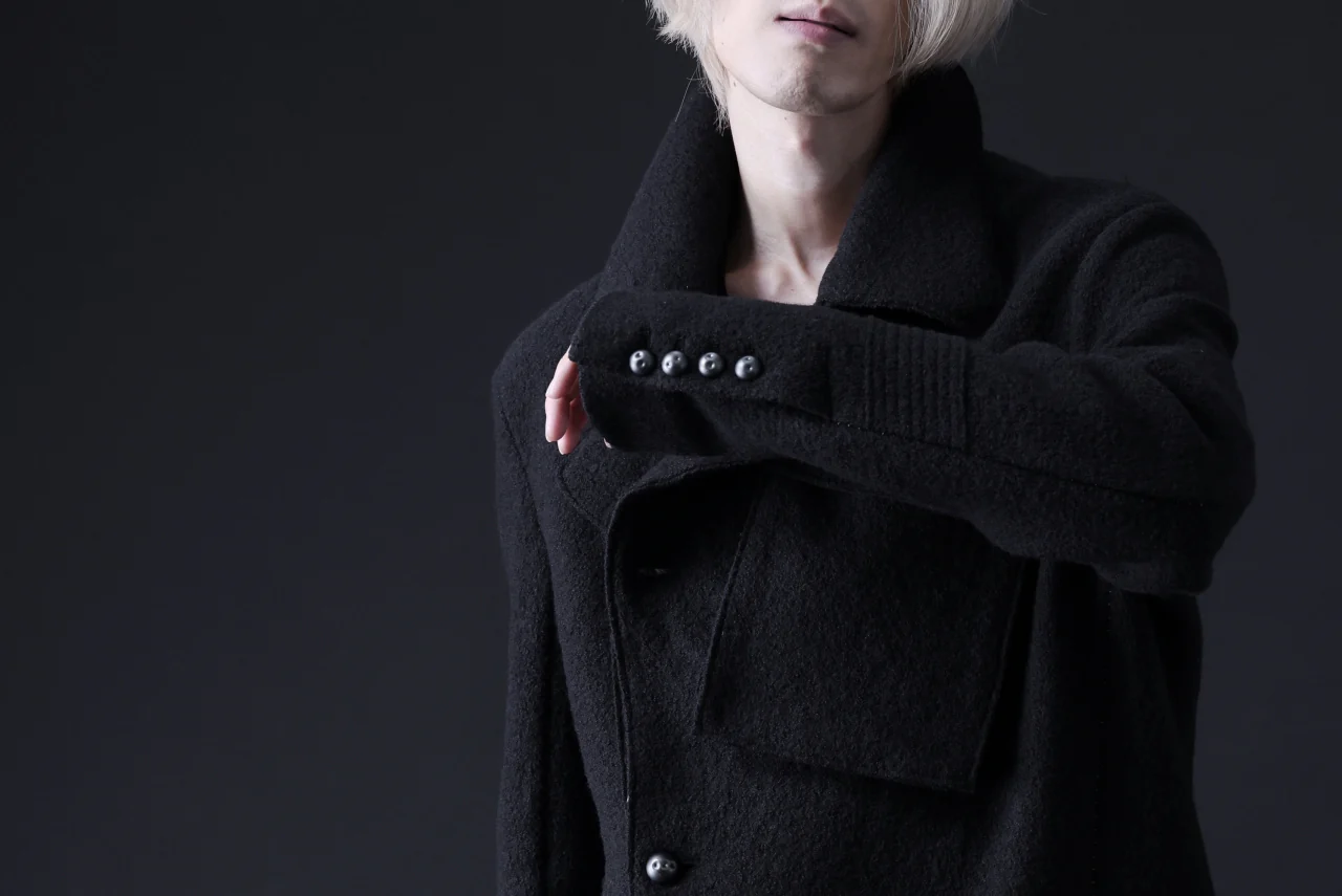 masnada GARRISON POCKET COAT / VOILED WOOL (BLACK) - Image 36