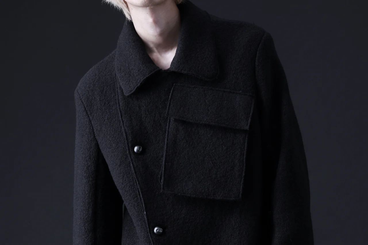 masnada GARRISON POCKET COAT / VOILED WOOL (BLACK) - Image 37