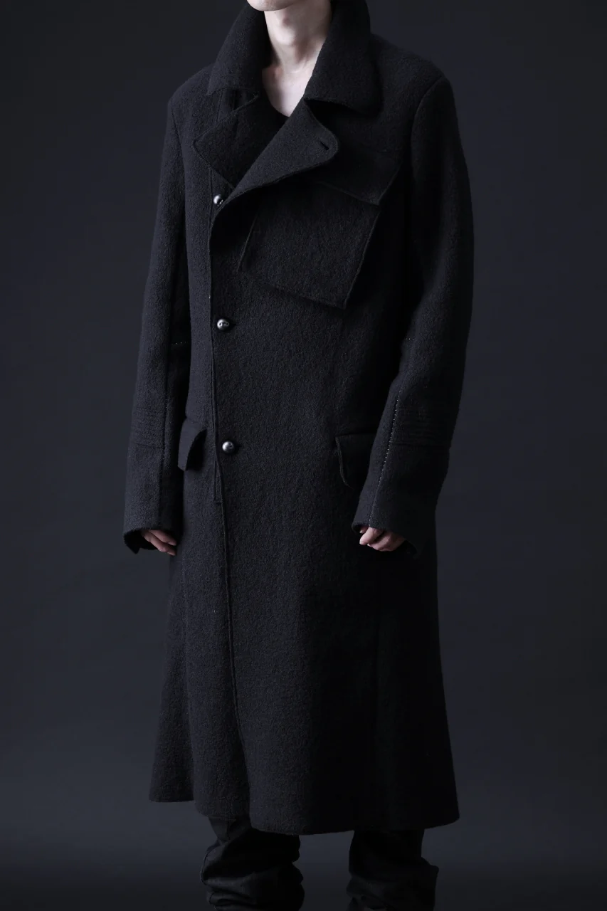 masnada GARRISON POCKET COAT / VOILED WOOL (BLACK) - Image 6