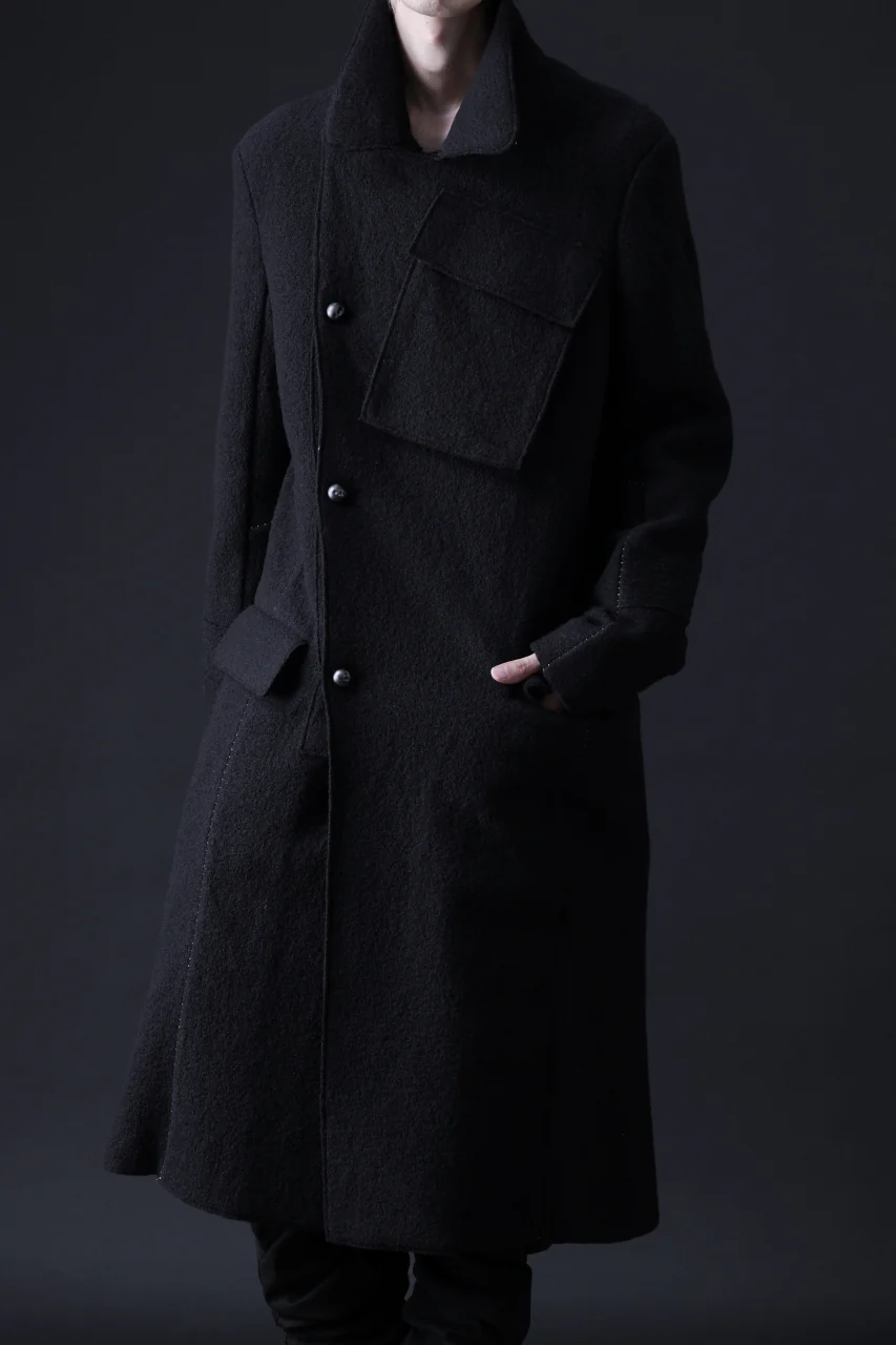 masnada GARRISON POCKET COAT / VOILED WOOL (BLACK) - Image 8