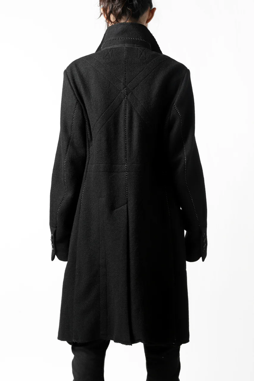 masnada HALF ZIP TRENCH COAT / TWEED LANA INTRECCIATA (BLACK) - Image 10