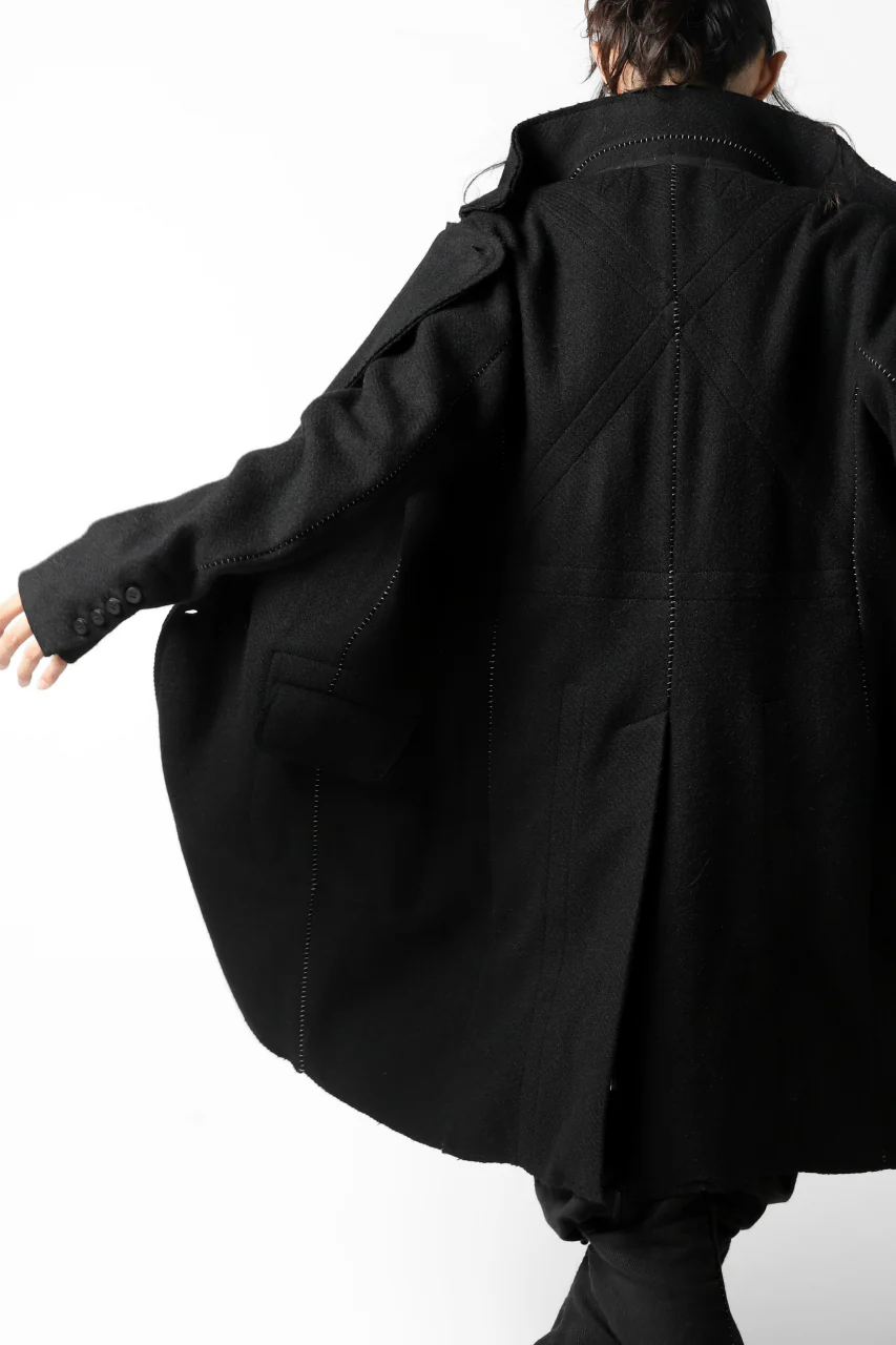 masnada HALF ZIP TRENCH COAT / TWEED LANA INTRECCIATA (BLACK) - Image 11