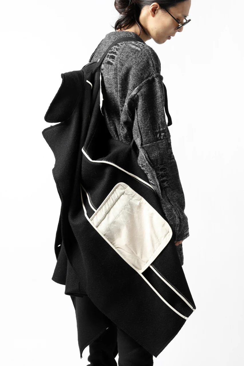 masnada HALF ZIP TRENCH COAT / TWEED LANA INTRECCIATA (BLACK) - Image 12