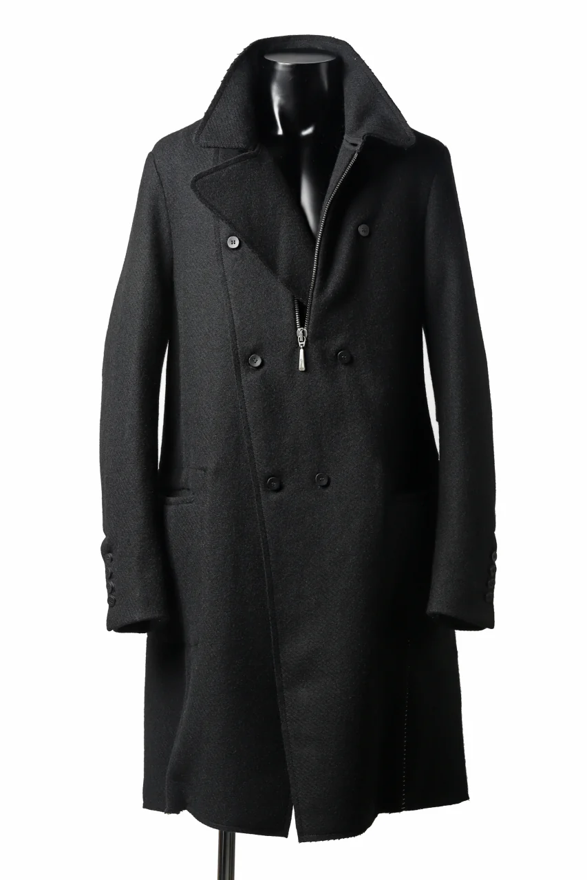 masnada HALF ZIP TRENCH COAT / TWEED LANA INTRECCIATA (BLACK) - Image 16