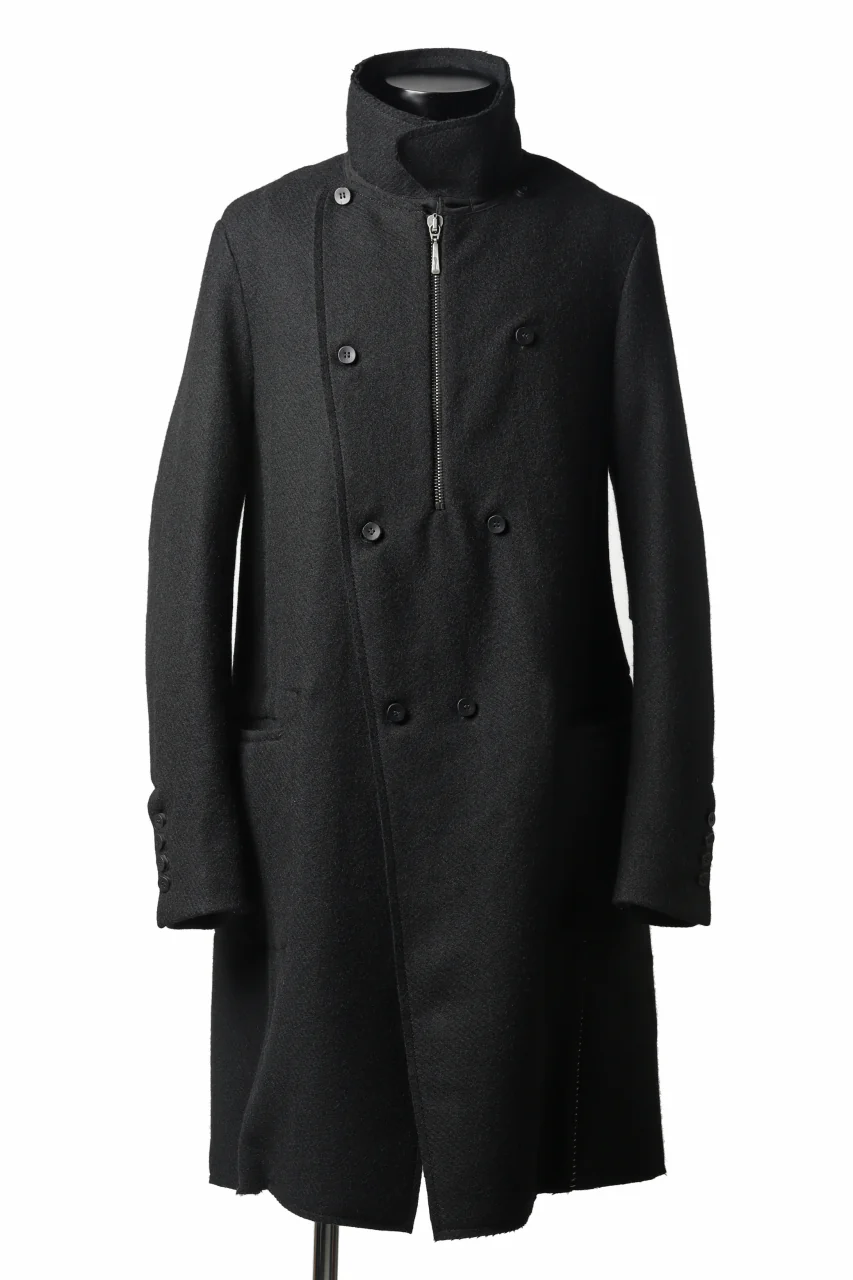 masnada HALF ZIP TRENCH COAT / TWEED LANA INTRECCIATA (BLACK) - Image 17