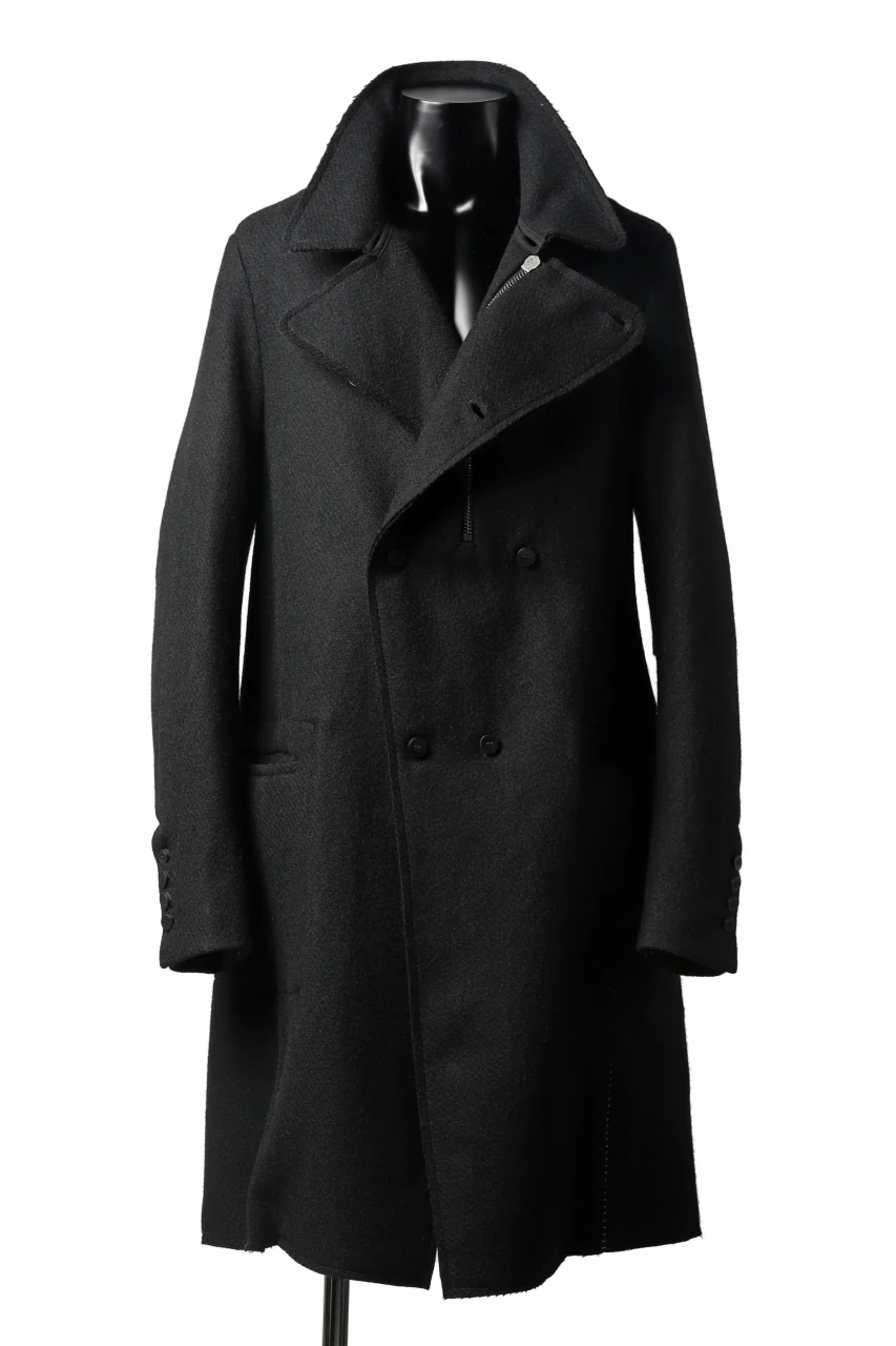 masnada HALF ZIP TRENCH COAT / TWEED LANA INTRECCIATA (BLACK) - Image 18