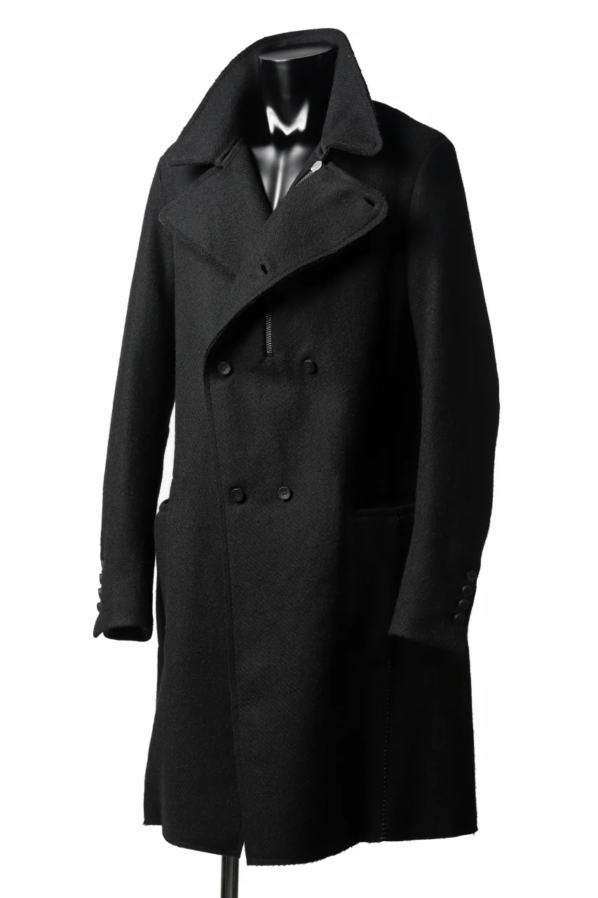 masnada HALF ZIP TRENCH COAT / TWEED LANA INTRECCIATA (BLACK) - Image 19