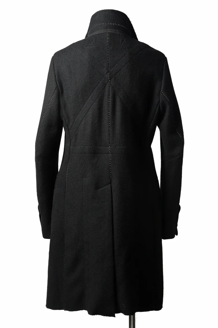 masnada HALF ZIP TRENCH COAT / TWEED LANA INTRECCIATA (BLACK) - Image 20