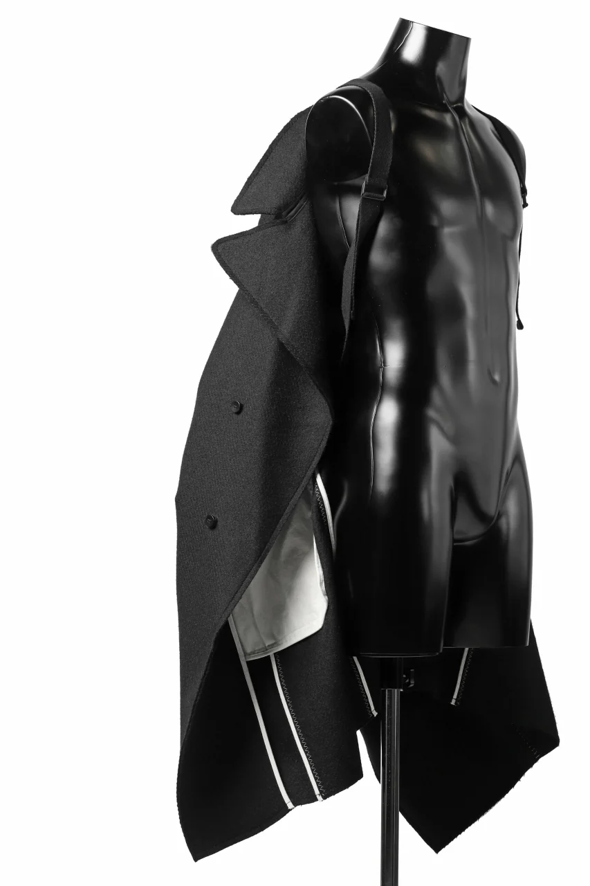 masnada HALF ZIP TRENCH COAT / TWEED LANA INTRECCIATA (BLACK) - Image 21
