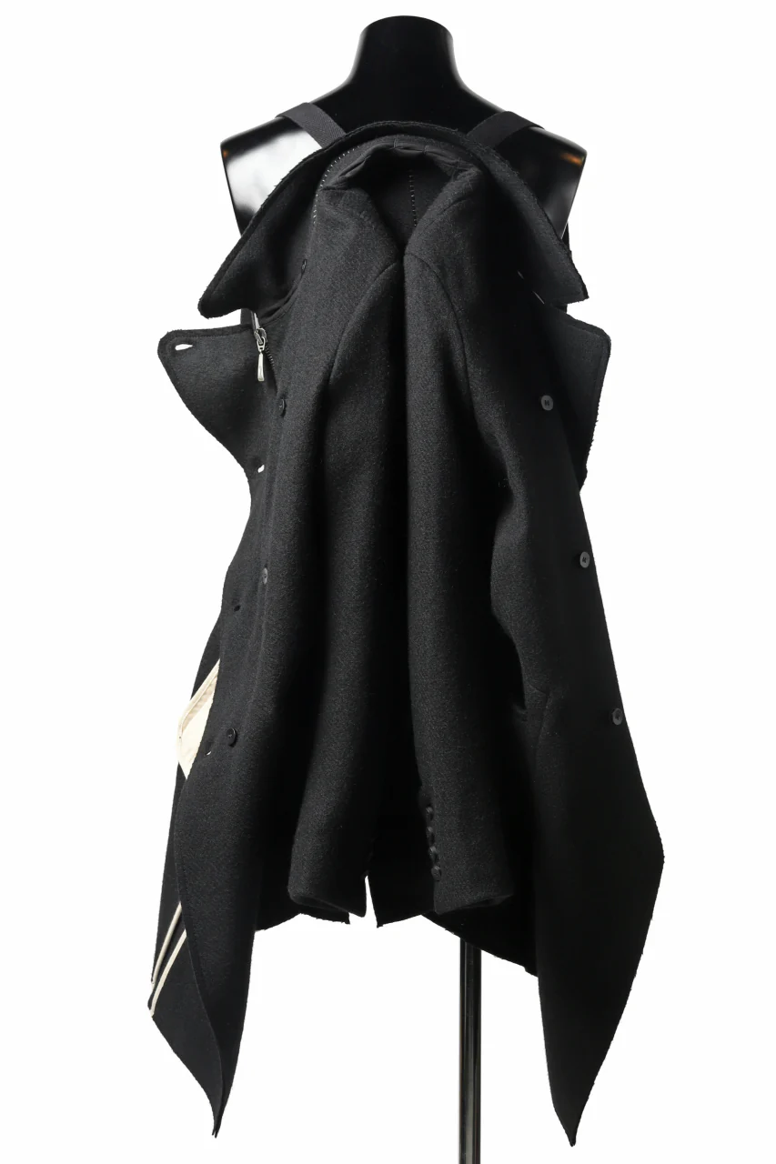 masnada HALF ZIP TRENCH COAT / TWEED LANA INTRECCIATA (BLACK) - Image 22