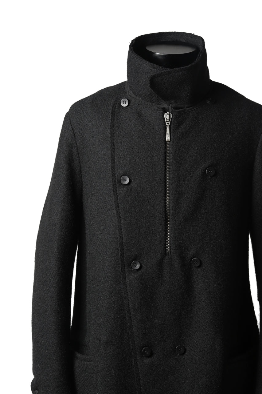 masnada HALF ZIP TRENCH COAT / TWEED LANA INTRECCIATA (BLACK) - Image 23