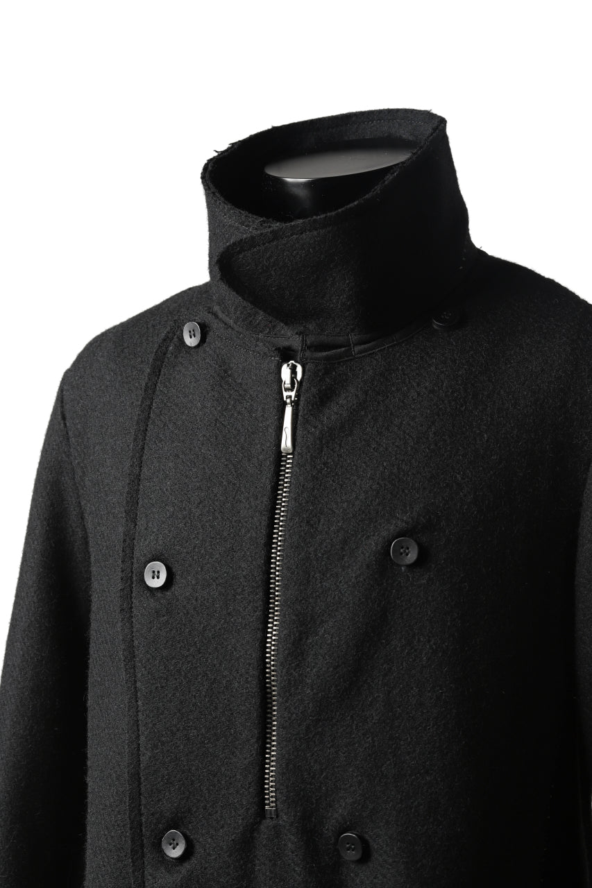 masnada HALF ZIP TRENCH COAT / TWEED LANA INTRECCIATA (BLACK) - Image 24