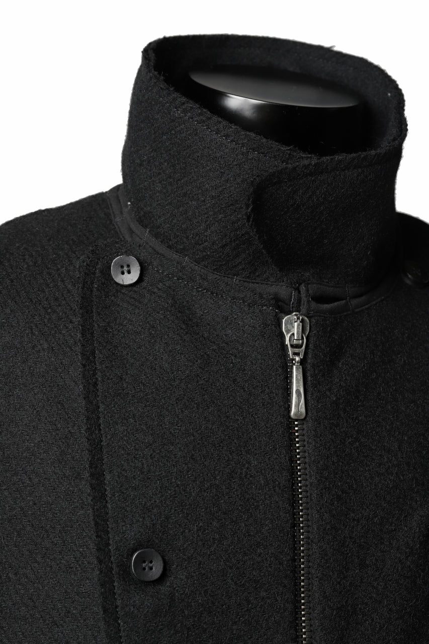 masnada HALF ZIP TRENCH COAT / TWEED LANA INTRECCIATA (BLACK) - Image 25