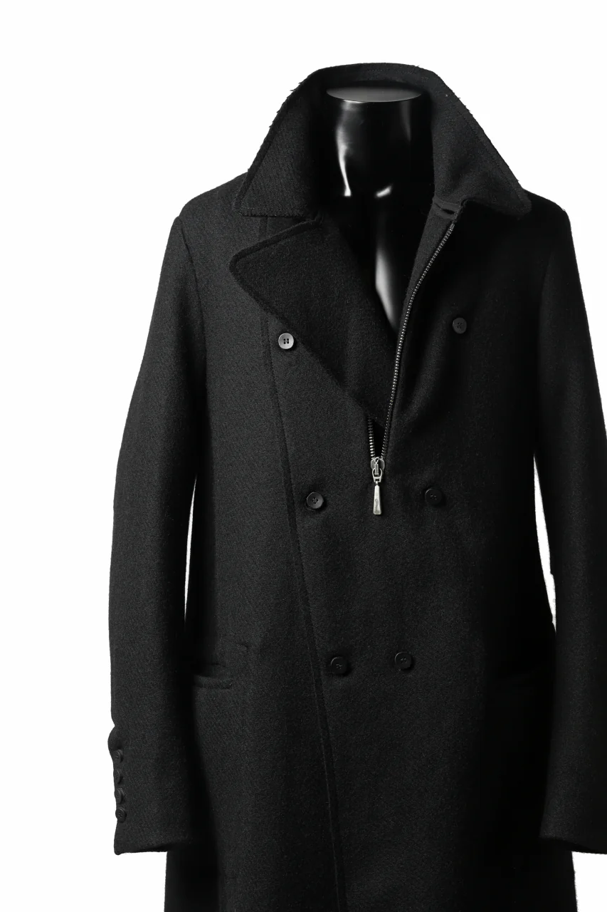 masnada HALF ZIP TRENCH COAT / TWEED LANA INTRECCIATA (BLACK) - Image 26