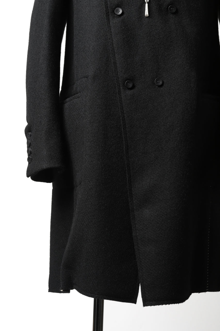 masnada HALF ZIP TRENCH COAT / TWEED LANA INTRECCIATA (BLACK) - Image 27