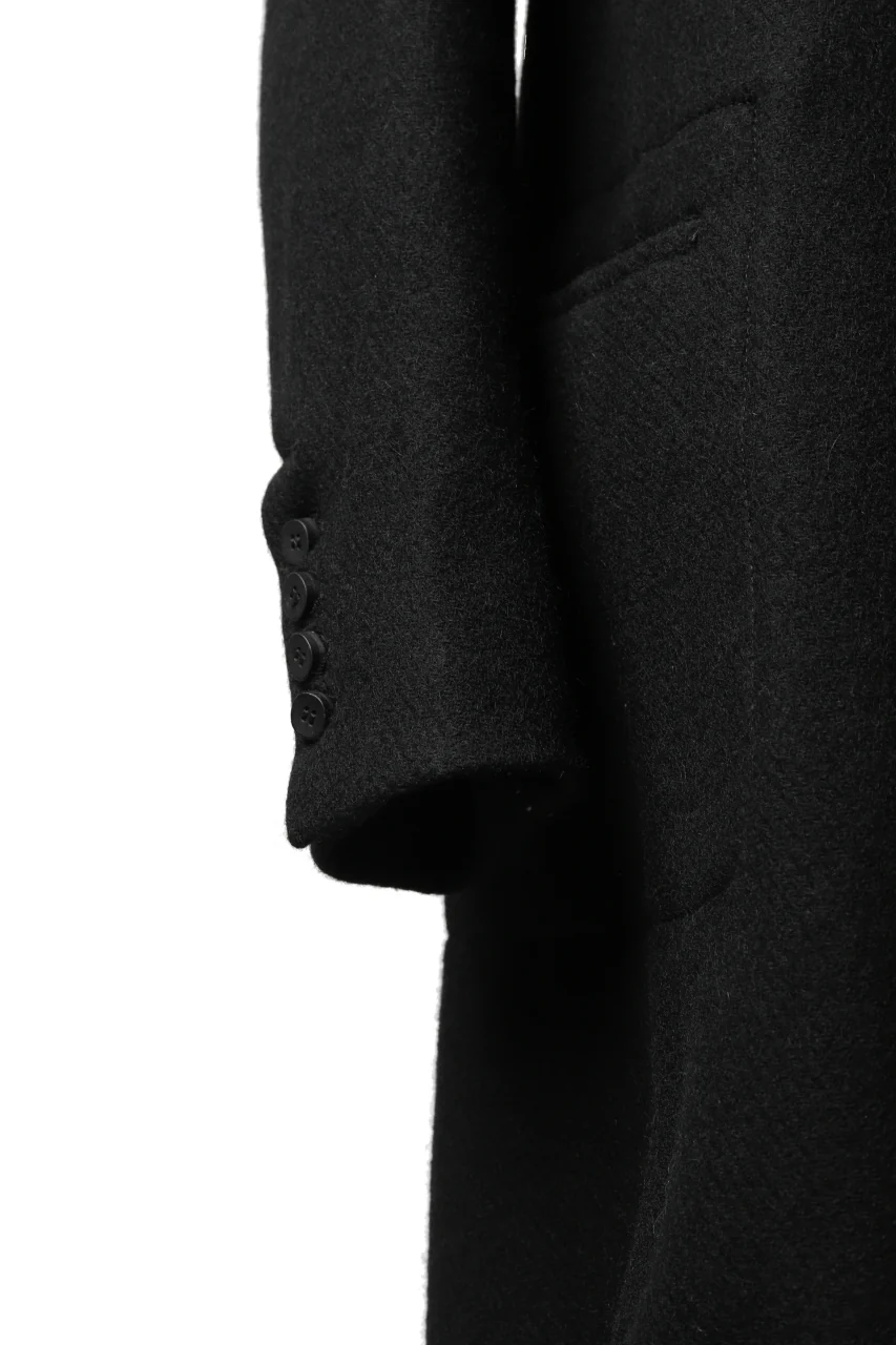 masnada HALF ZIP TRENCH COAT / TWEED LANA INTRECCIATA (BLACK) - Image 29