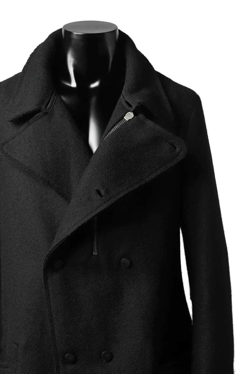 masnada HALF ZIP TRENCH COAT / TWEED LANA INTRECCIATA (BLACK) - Image 30