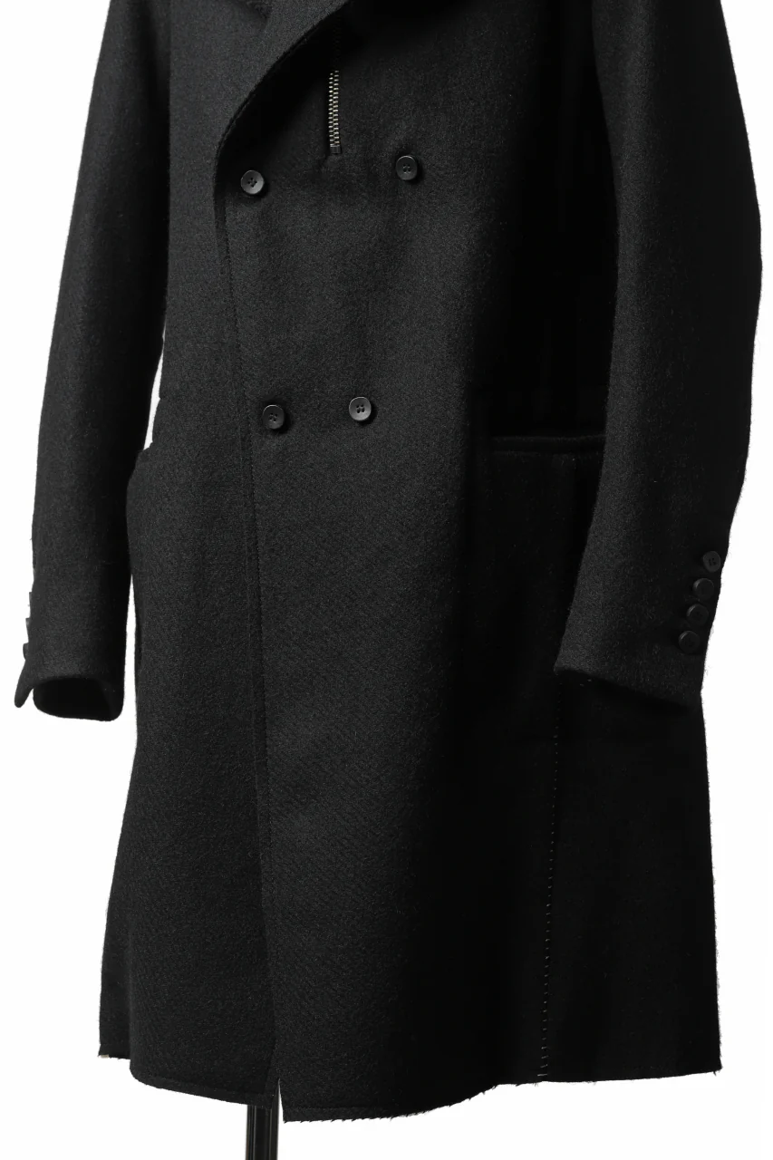 masnada HALF ZIP TRENCH COAT / TWEED LANA INTRECCIATA (BLACK) - Image 31