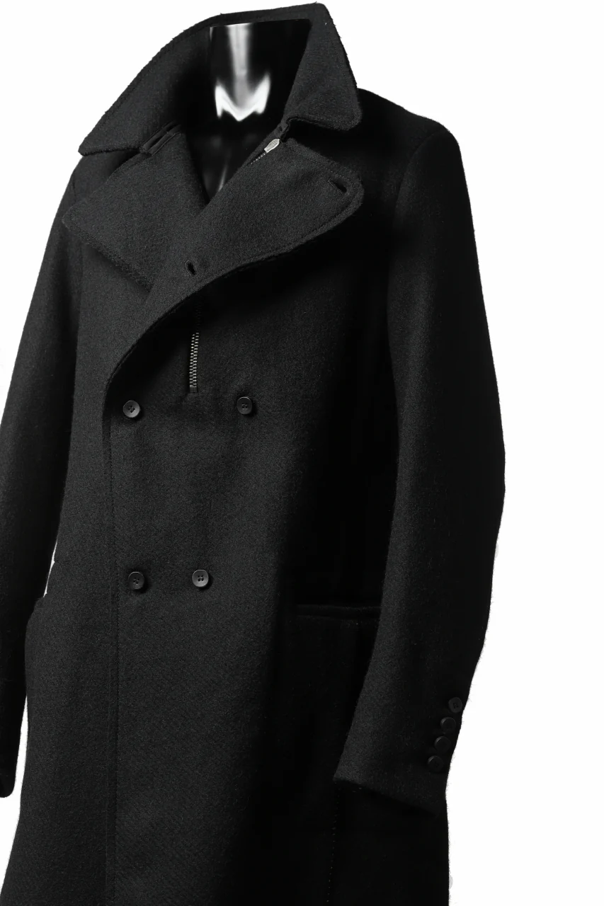 masnada HALF ZIP TRENCH COAT / TWEED LANA INTRECCIATA (BLACK) - Image 32