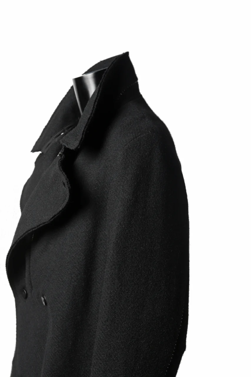 masnada HALF ZIP TRENCH COAT / TWEED LANA INTRECCIATA (BLACK) - Image 33