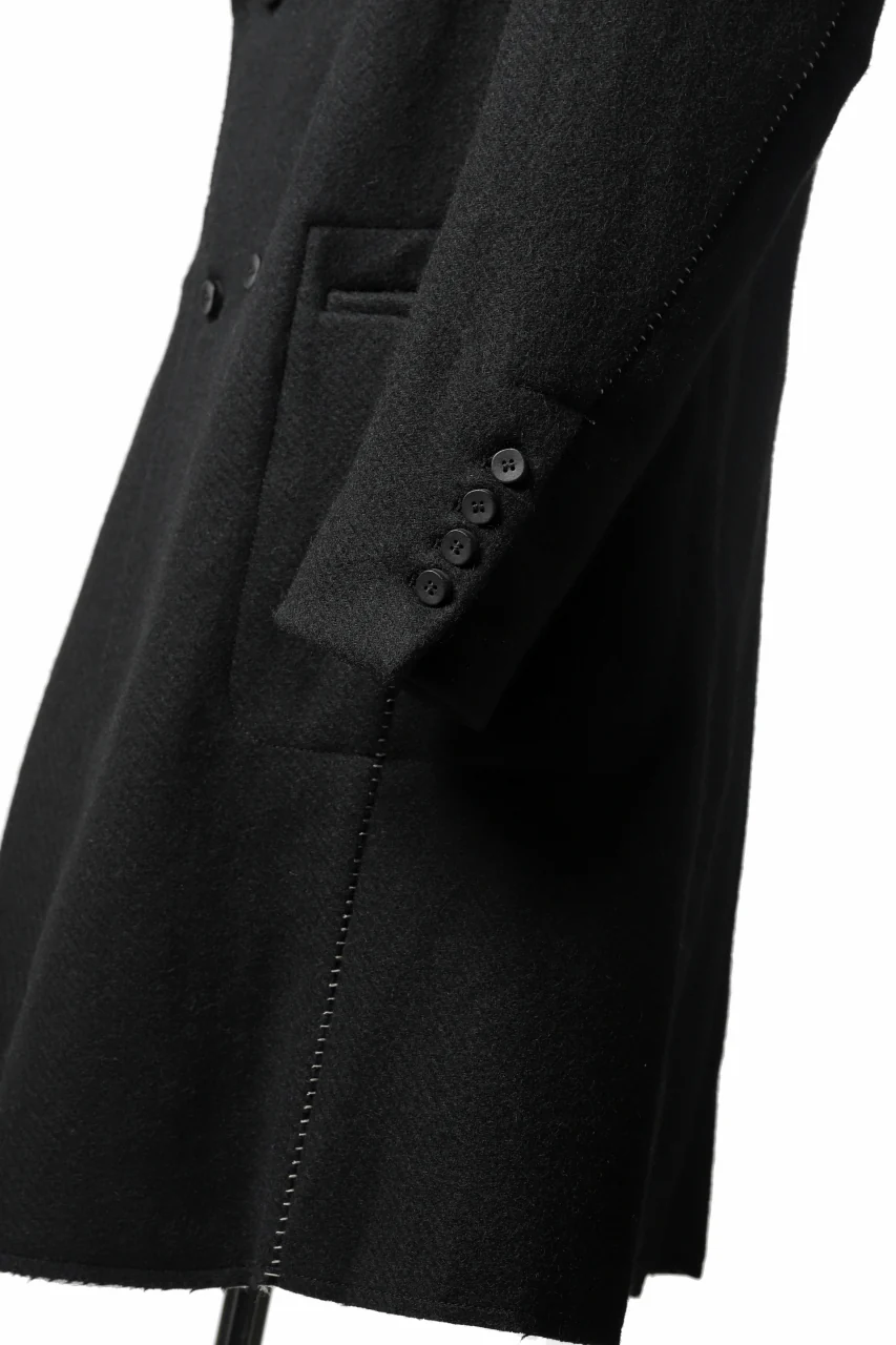 masnada HALF ZIP TRENCH COAT / TWEED LANA INTRECCIATA (BLACK) - Image 34