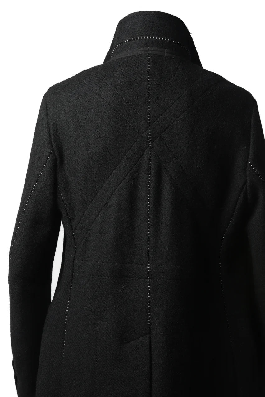 masnada HALF ZIP TRENCH COAT / TWEED LANA INTRECCIATA (BLACK) - Image 35