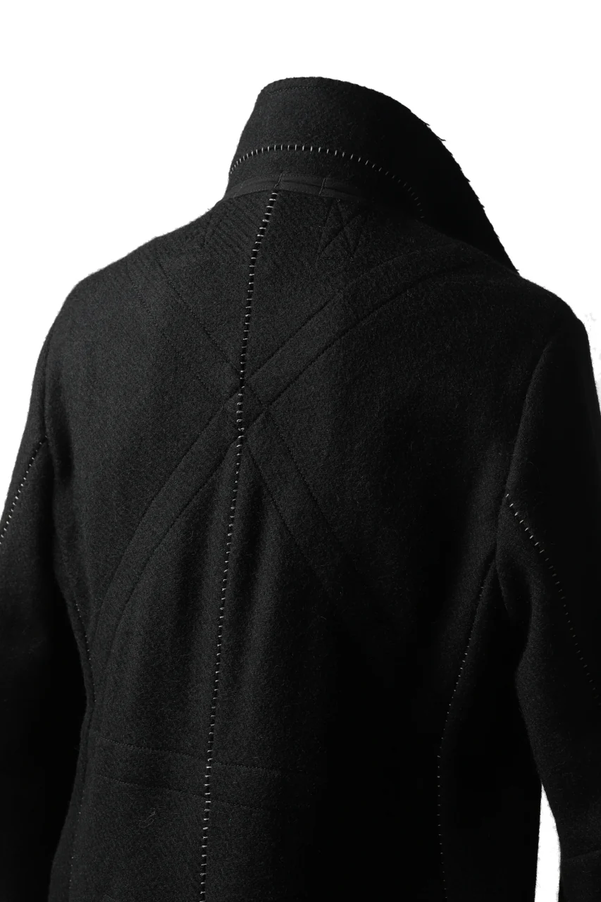 masnada HALF ZIP TRENCH COAT / TWEED LANA INTRECCIATA (BLACK) - Image 36