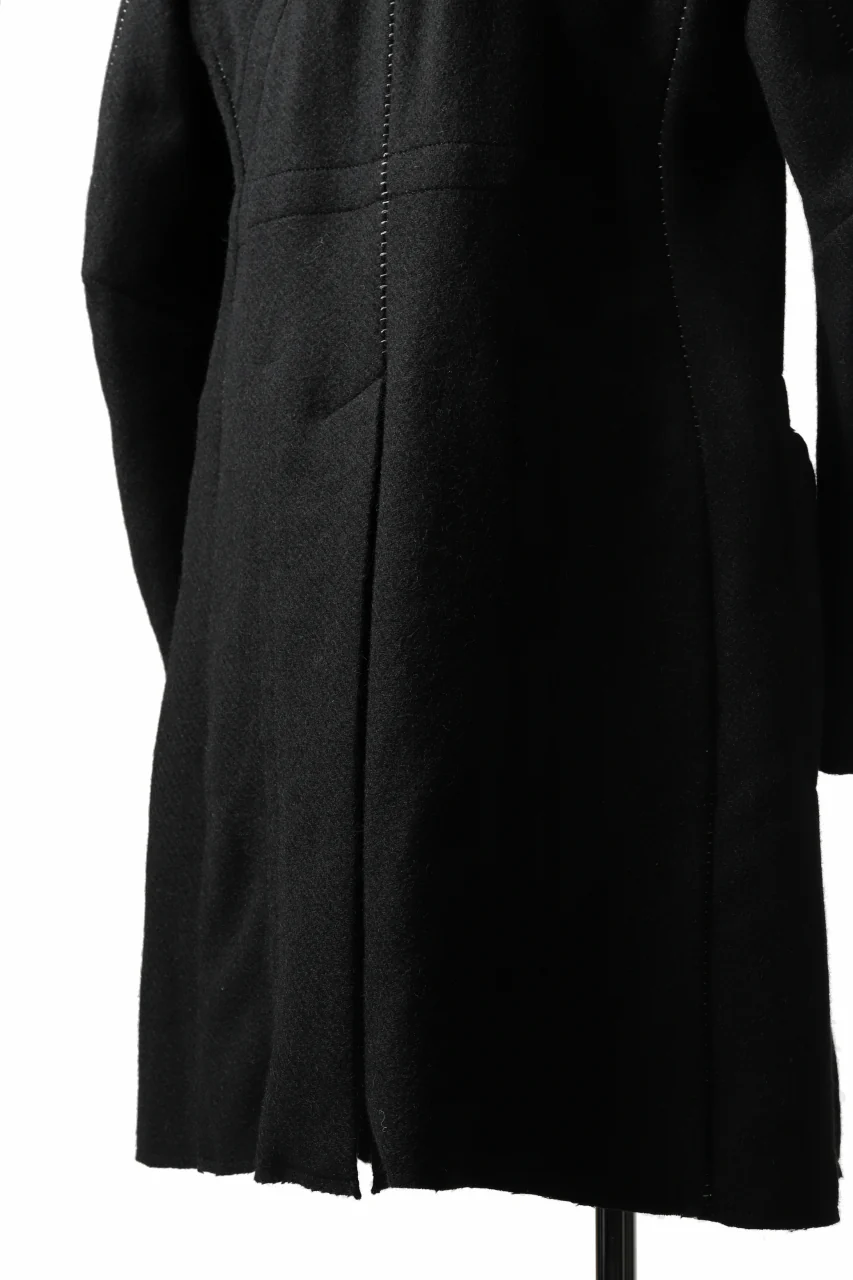 masnada HALF ZIP TRENCH COAT / TWEED LANA INTRECCIATA (BLACK) - Image 37