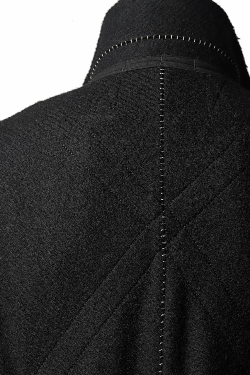 masnada HALF ZIP TRENCH COAT / TWEED LANA INTRECCIATA (BLACK) - Image 38