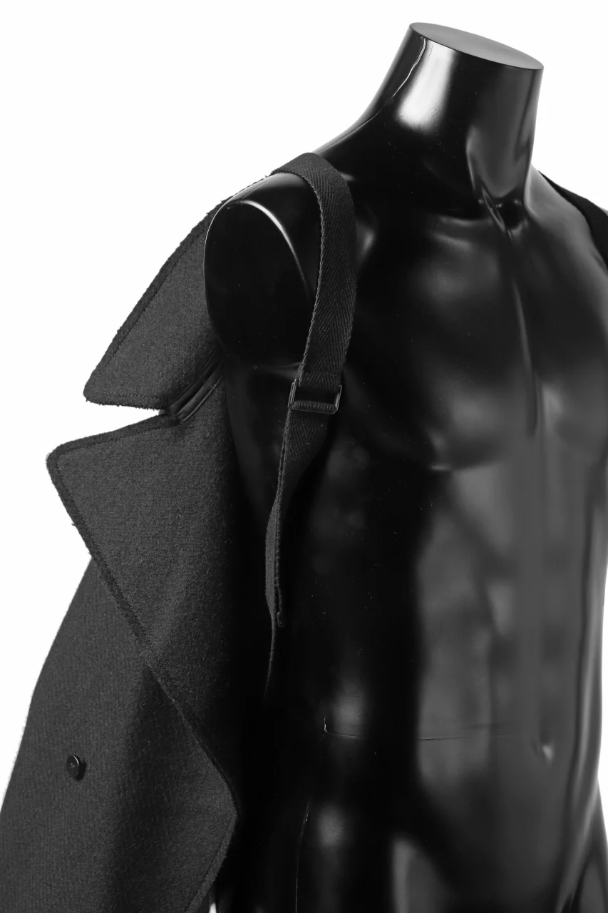 masnada HALF ZIP TRENCH COAT / TWEED LANA INTRECCIATA (BLACK) - Image 39