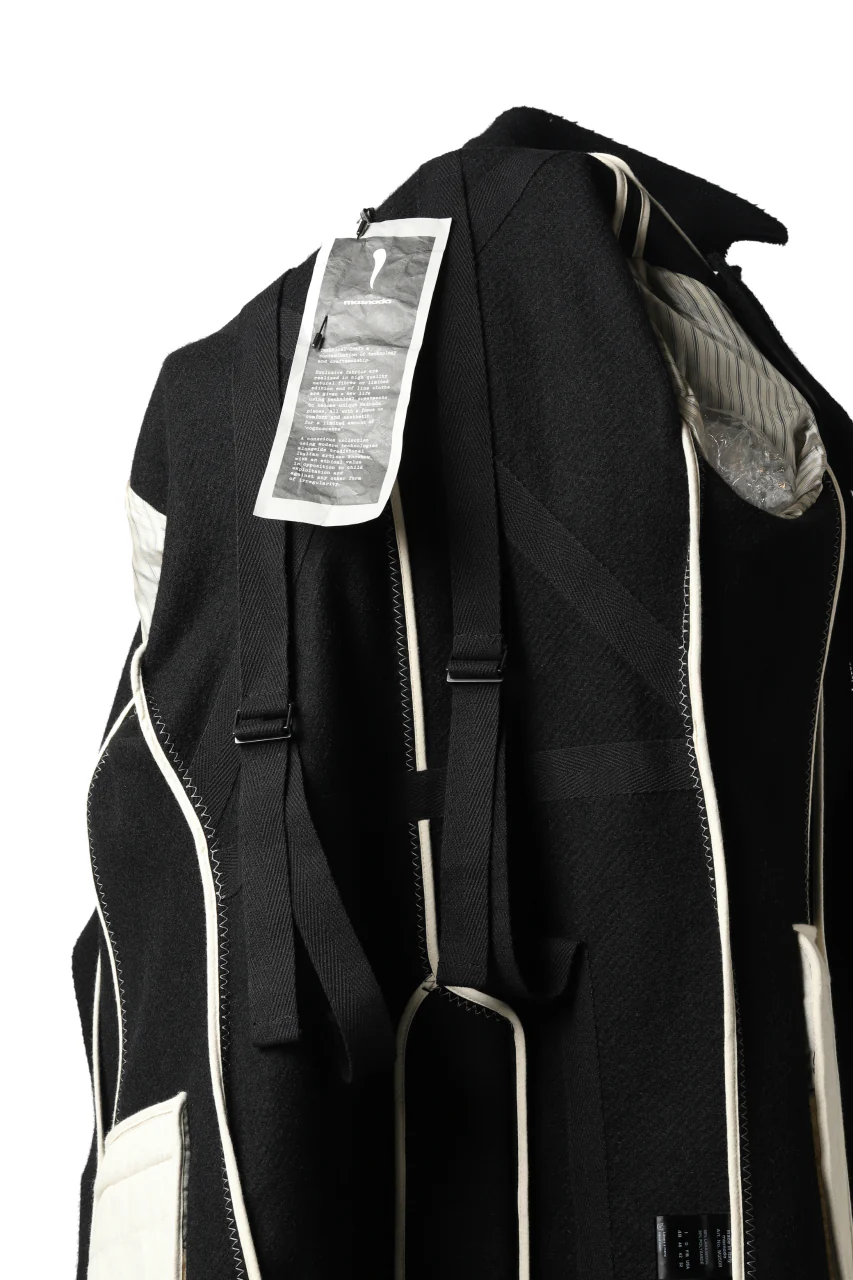 masnada HALF ZIP TRENCH COAT / TWEED LANA INTRECCIATA (BLACK) - Image 42