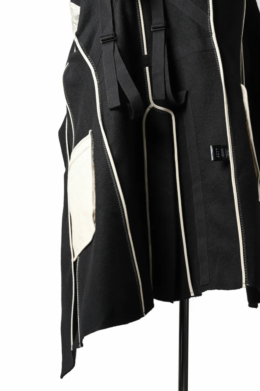 masnada HALF ZIP TRENCH COAT / TWEED LANA INTRECCIATA (BLACK) - Image 43