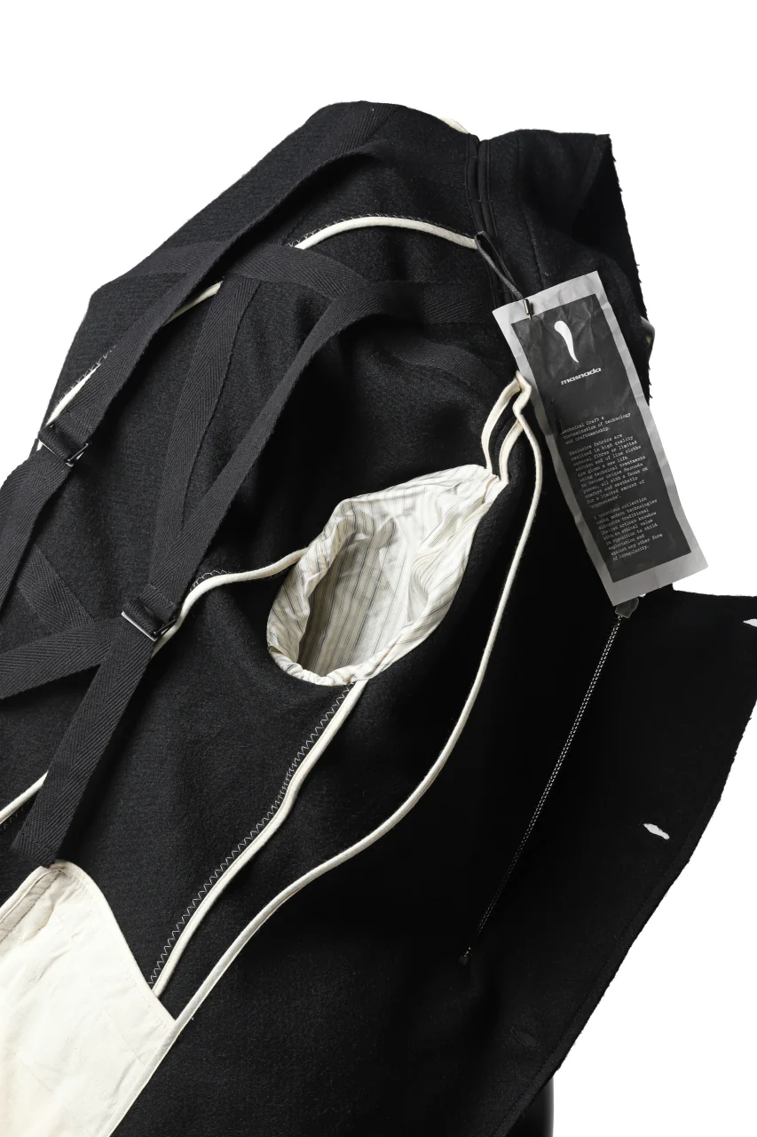 masnada HALF ZIP TRENCH COAT / TWEED LANA INTRECCIATA (BLACK) - Image 44