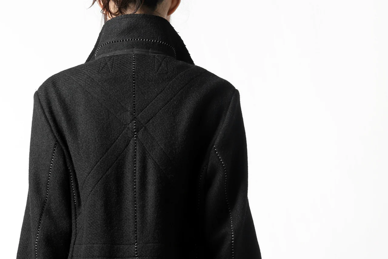 masnada HALF ZIP TRENCH COAT / TWEED LANA INTRECCIATA (BLACK) - Image 47