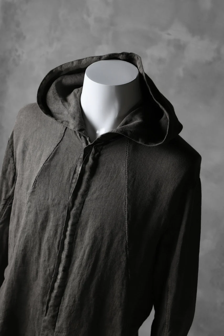 masnada HOODED SHIRT COAT / LINO TINTA IN CAPO (ROCK) - Image 10