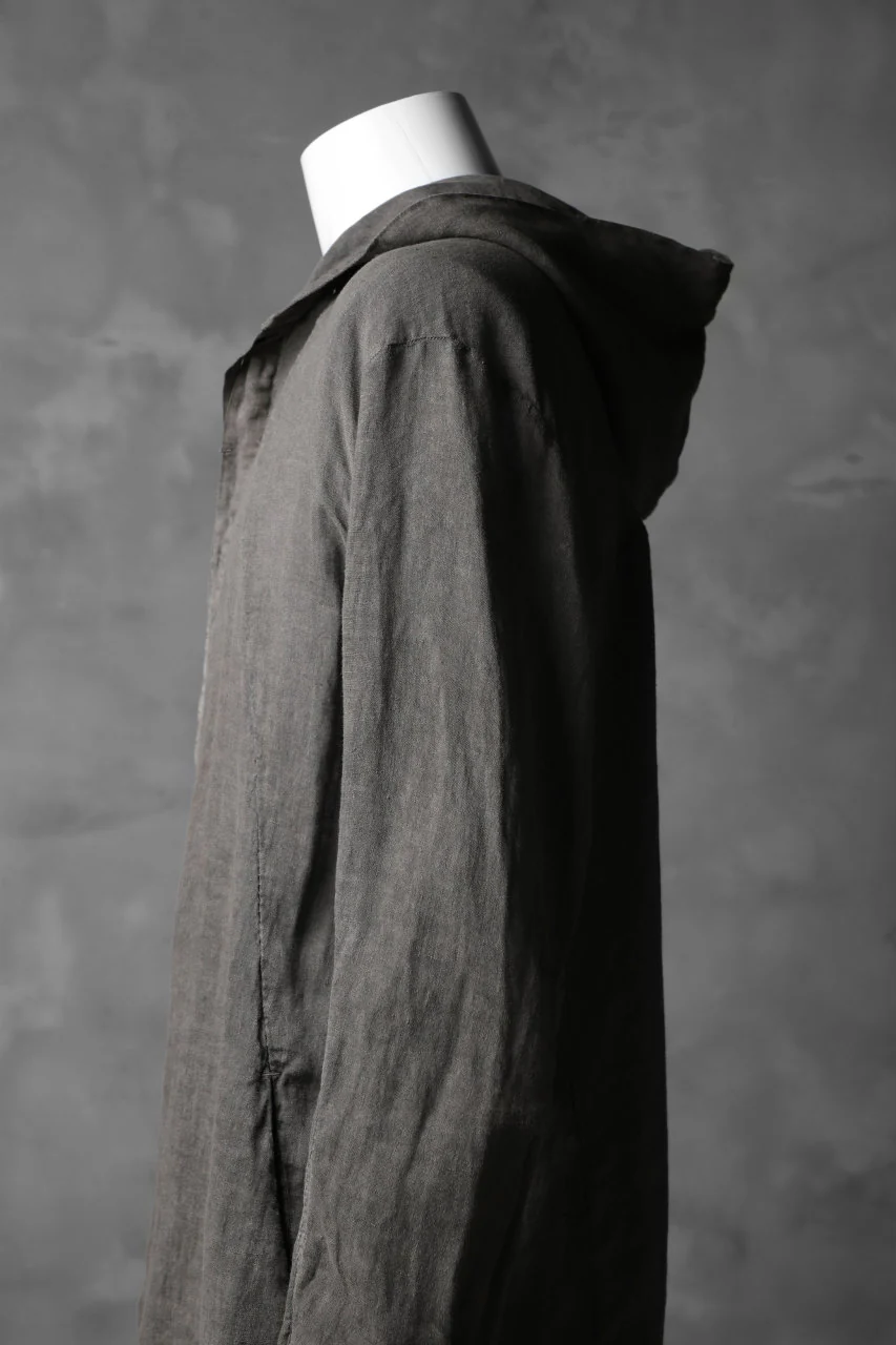 masnada HOODED SHIRT COAT / LINO TINTA IN CAPO (ROCK) - Image 12