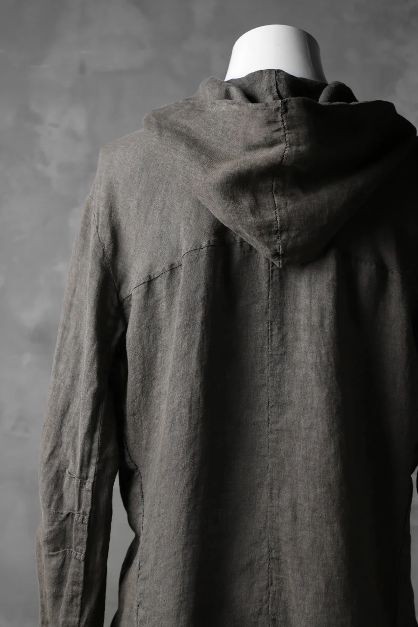 masnada HOODED SHIRT COAT / LINO TINTA IN CAPO (ROCK) - Image 14