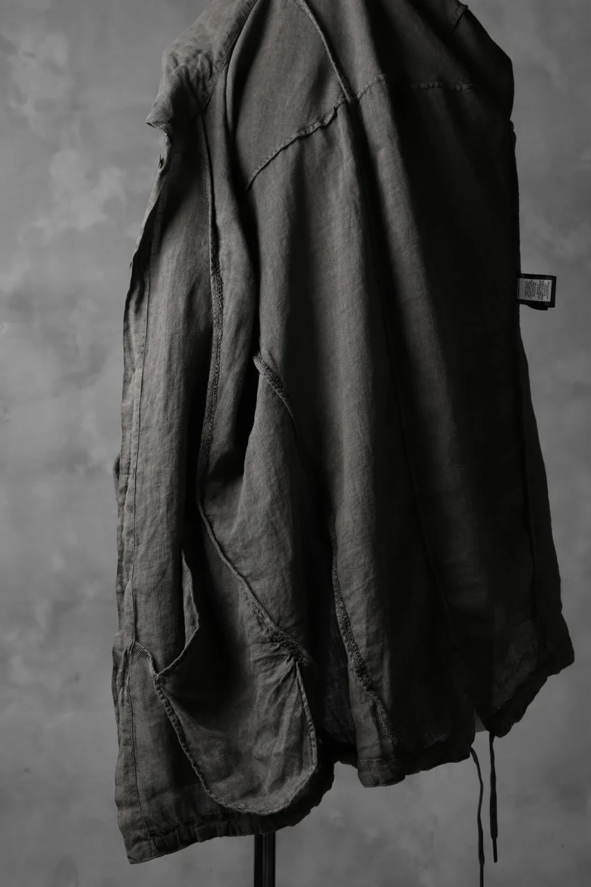 masnada HOODED SHIRT COAT / LINO TINTA IN CAPO (ROCK) - Image 19