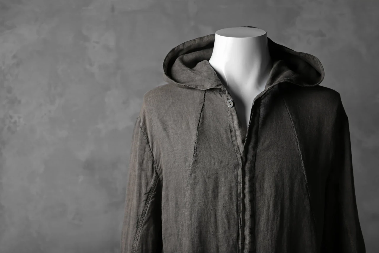 masnada HOODED SHIRT COAT / LINO TINTA IN CAPO (ROCK) - Image 20