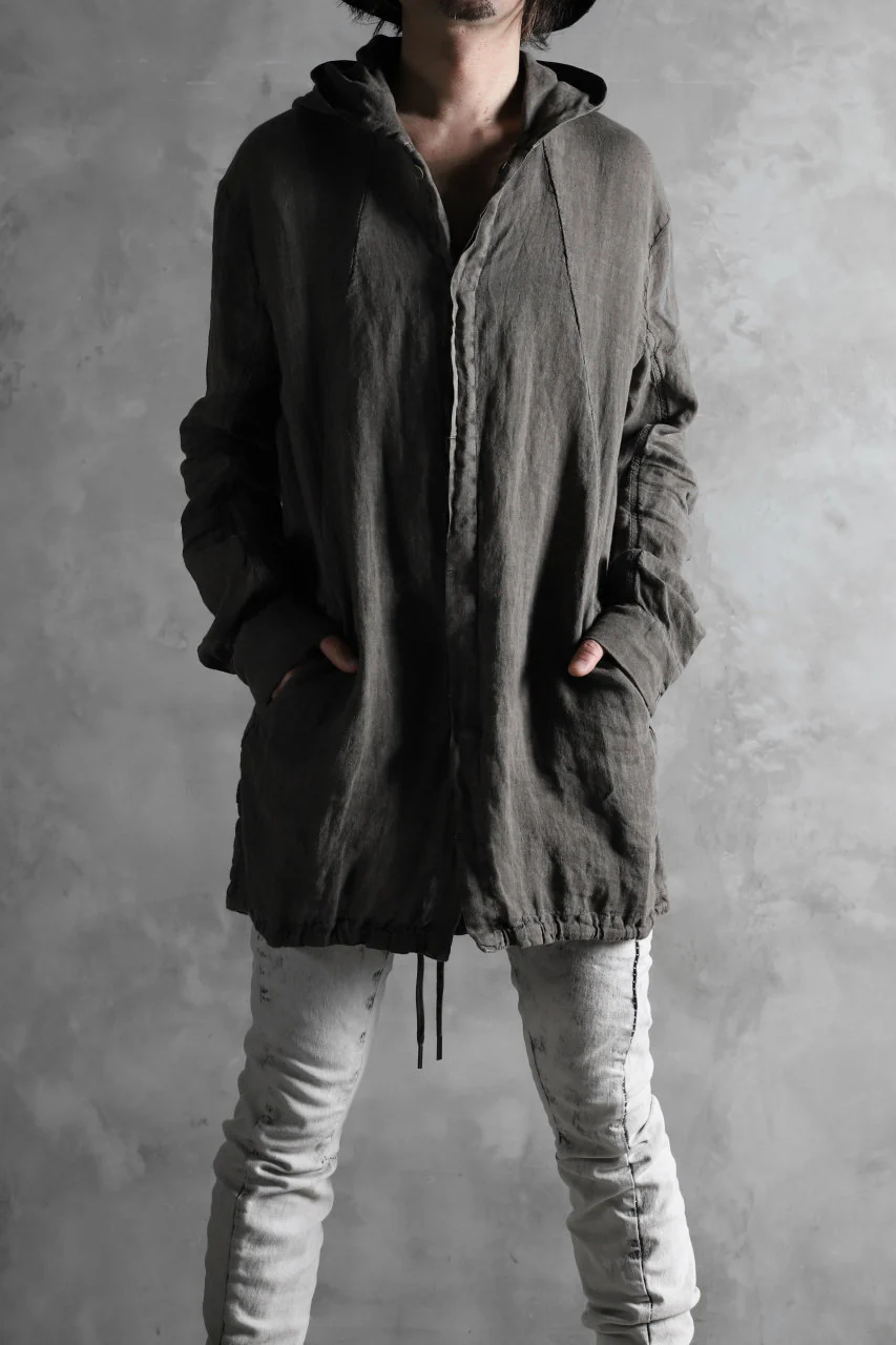 masnada HOODED SHIRT COAT / LINO TINTA IN CAPO (ROCK) - Image 24