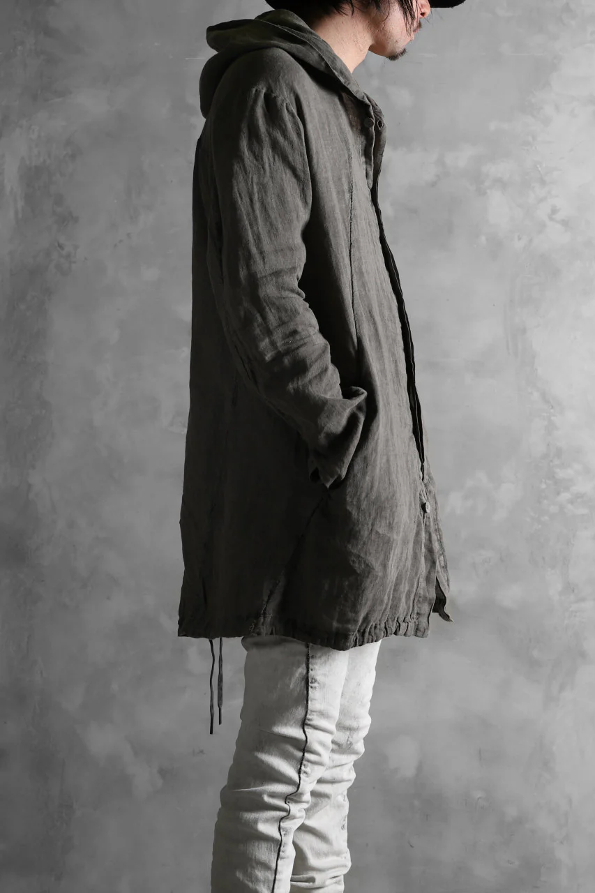 masnada HOODED SHIRT COAT / LINO TINTA IN CAPO (ROCK) - Image 26