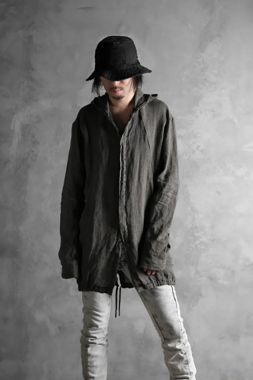 masnada HOODED SHIRT COAT / LINO TINTA IN CAPO (ROCK) - Image 28