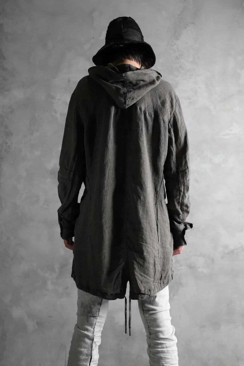 masnada HOODED SHIRT COAT / LINO TINTA IN CAPO (ROCK) - Image 30