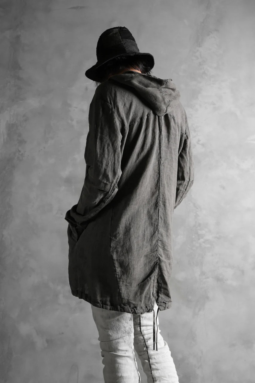 masnada HOODED SHIRT COAT / LINO TINTA IN CAPO (ROCK) - Image 32