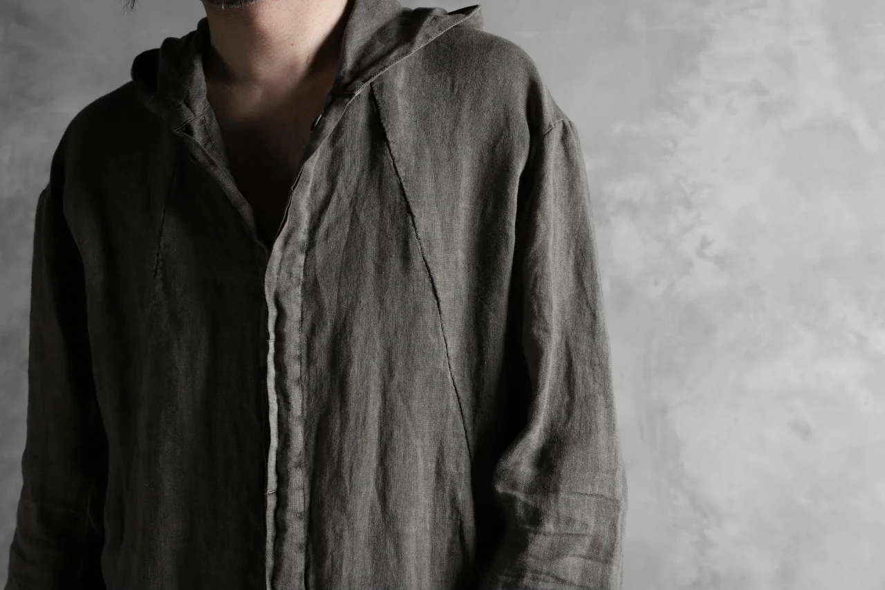 masnada HOODED SHIRT COAT / LINO TINTA IN CAPO (ROCK) - Image 33