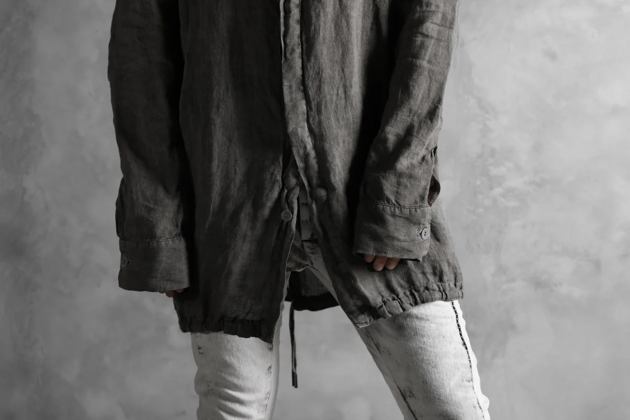 masnada HOODED SHIRT COAT / LINO TINTA IN CAPO (ROCK) - Image 34